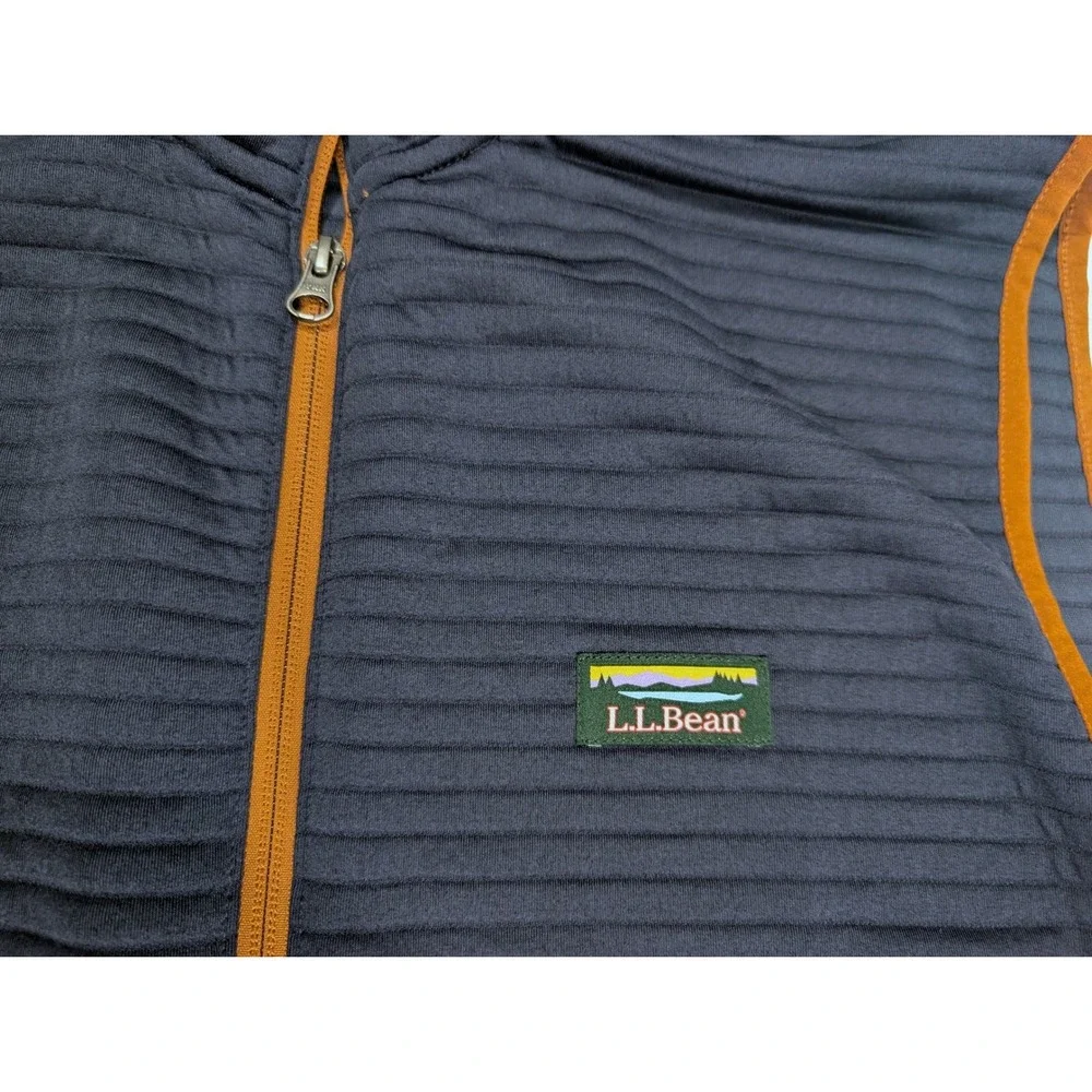 L.L. Bean Mens Airlight Knit Vest Full Zip Navy Brown Large Campcore Gorpcore